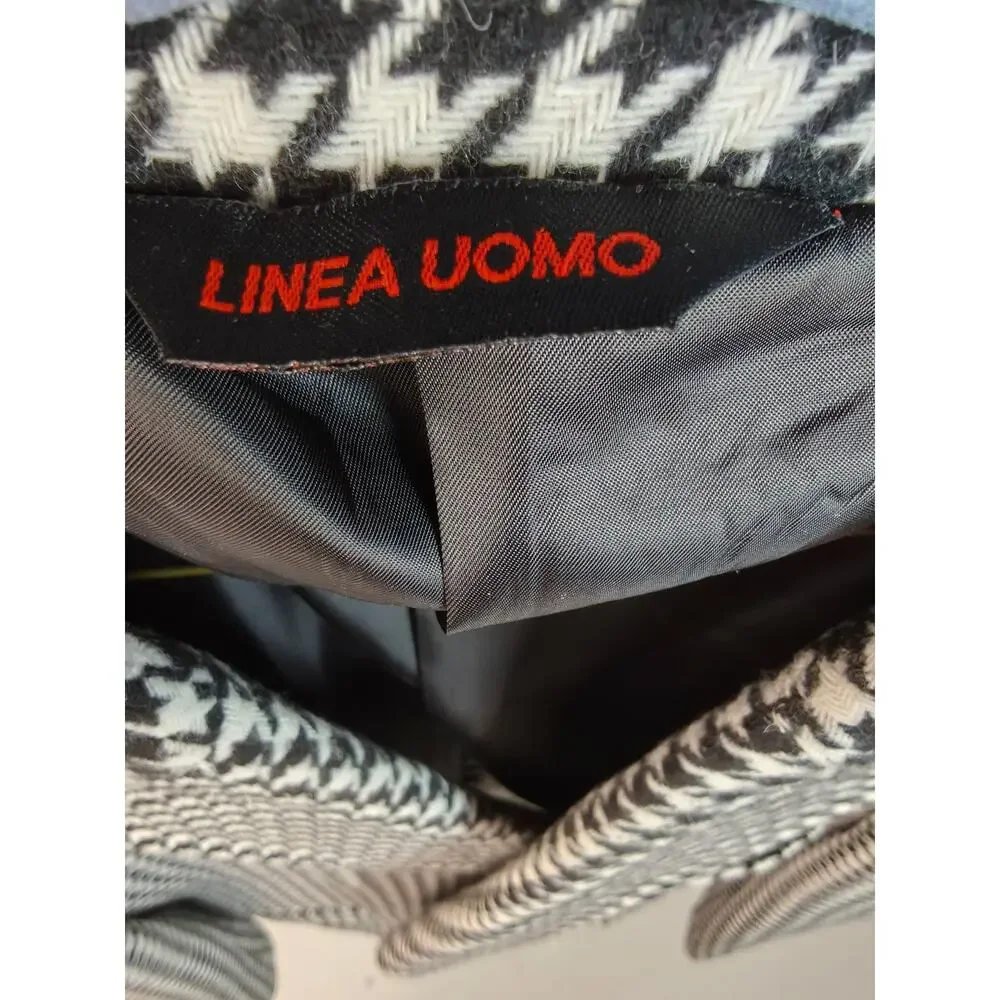 Linea Uomo Men's 48R Black White Houndstooth Sport Coat Blazer 2 Button Classic